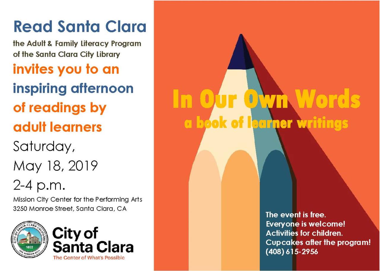 Read Santa Clara Book Launch May 18, 2-4 pm, Mission City Center for Performing Arts