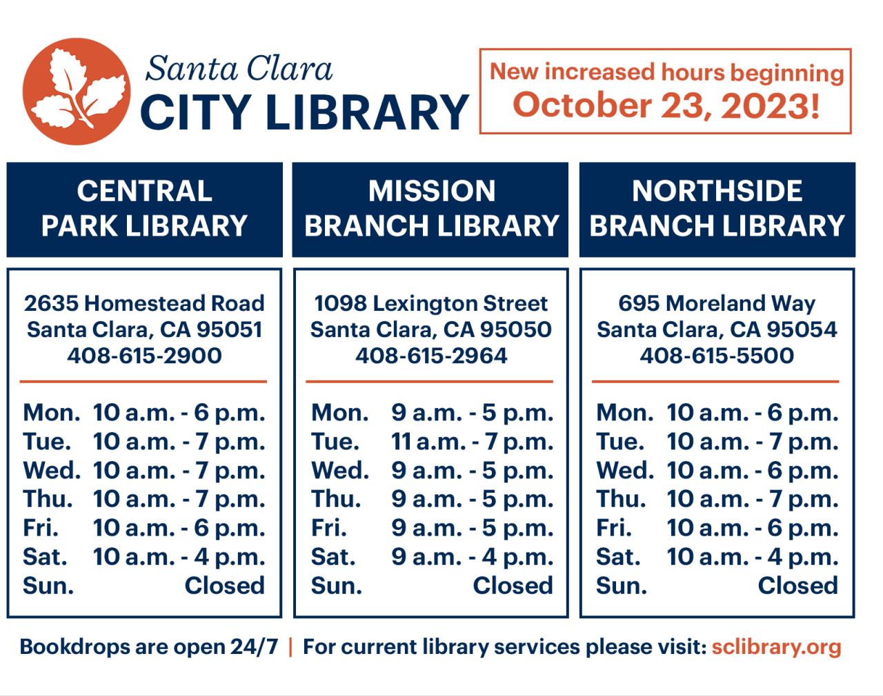 New Library Hours October 2023