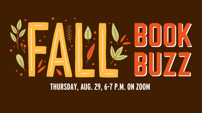 Fall Book Buzz banner with a brown background and a fall leaf motif